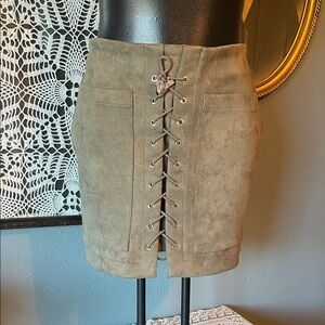 Stylish Lace-Up Suede Mini Skirt
